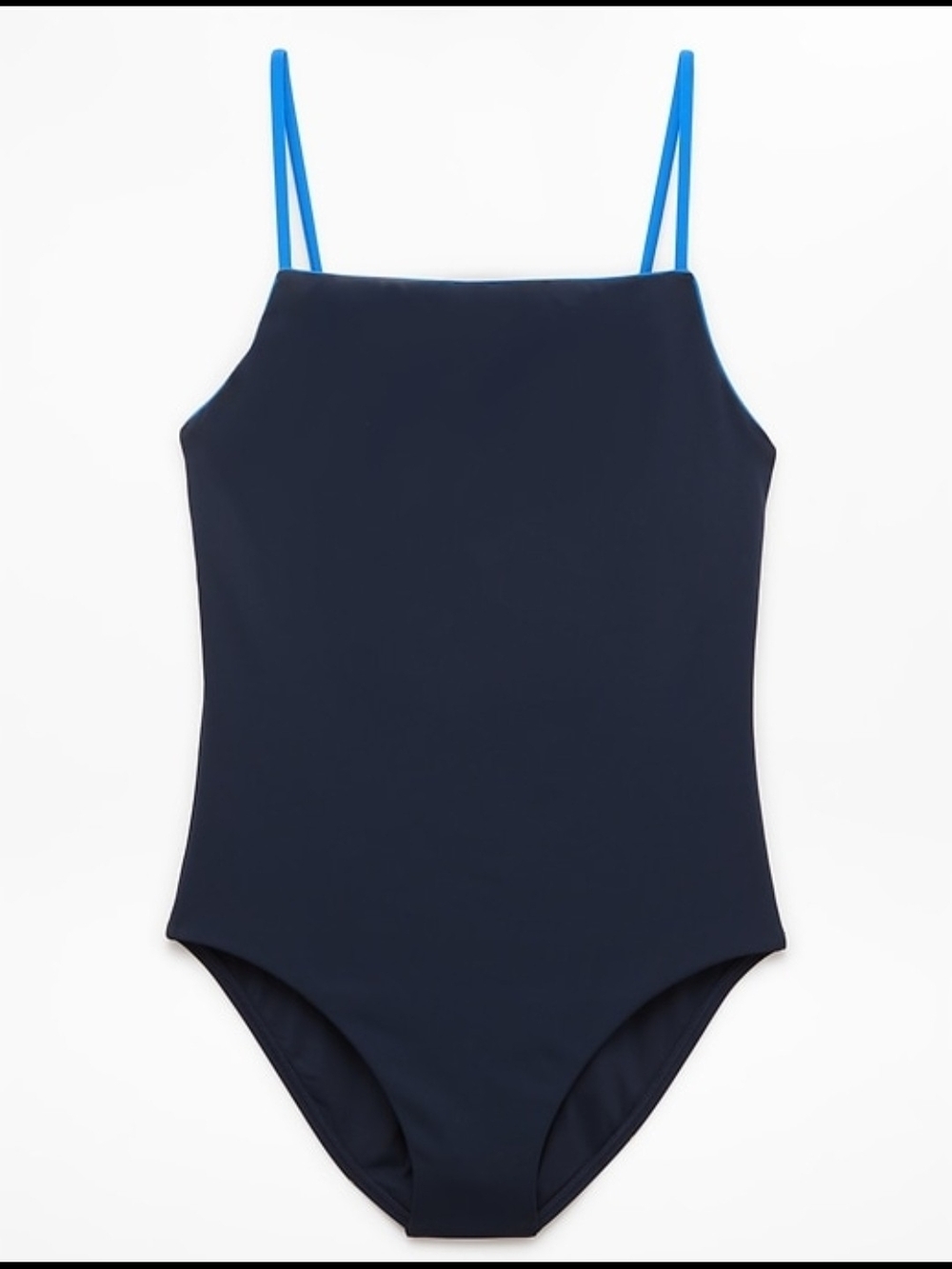 Athleta Women's Navy One-Piece Swimsuit with Bright Blue Straps. XS. Super Cute.